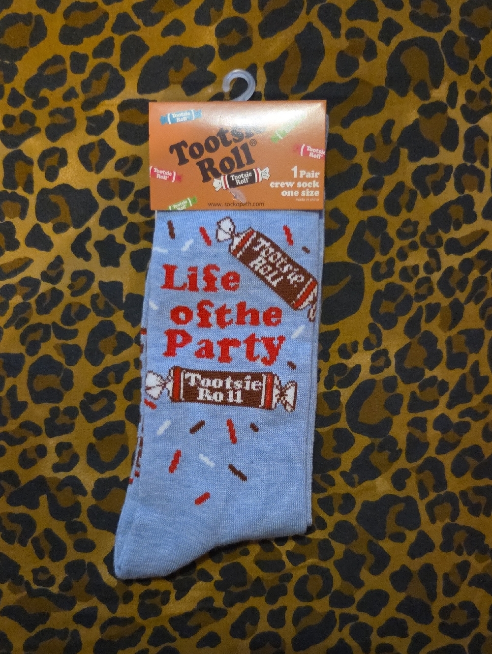 Tootsie Roll Light Blue 'Life of the Party' Crew Socks